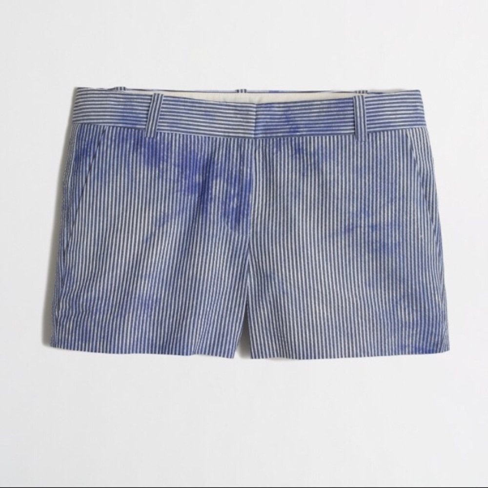 NWOT J.Crew 3" Seersucker Shorts - Blue Tie-Dye